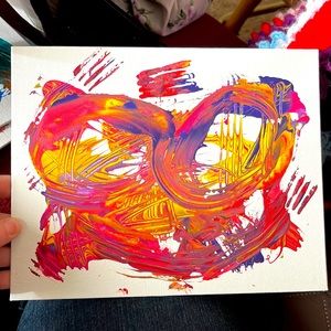 New, Original, Hand Painted by Me, Orange, Pink, Purple, Yellow, Acrylic Paint